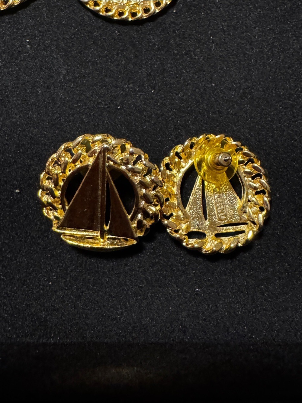 Vintage Gold-Tone Sailboat Post Earrings